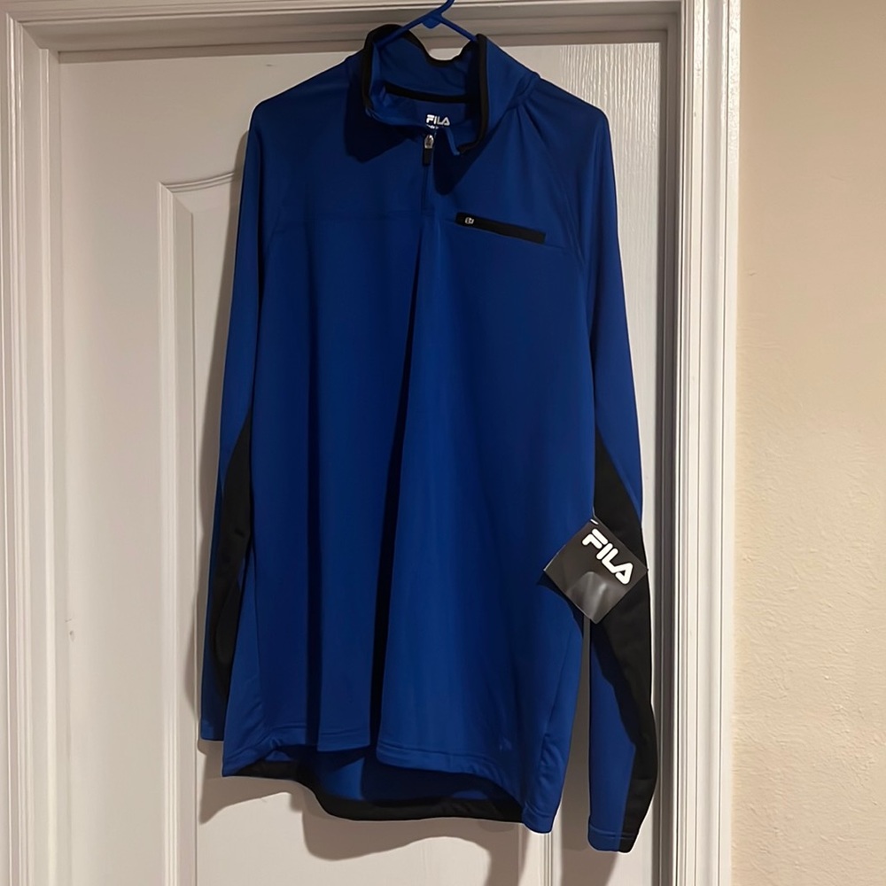 FILA Royal blue pullover with black accent. XL. Brand new with tags.